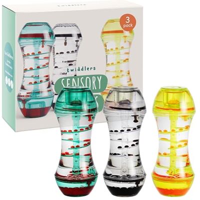 THE TWIDDLERS 3 Liquid Timer Sanduhren (15cm, 3 Farben) Beruhigende, Fließende Tropfen Geschenk/Spielzeug zur Stressreduzierung für Kinder & Erwachsene THE TWIDDLERS 3 Liquid Timer Sanduhren (15cm, 3 Farben) Beruhigende, Fließende Tropfen Geschenk/Spielzeug zur Stressreduzierung für Kinder & Erwachsene