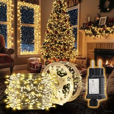 SALCAR LED Cluster Lichterkette Draht Weihnachtsbaum, 15m 600er LED Christbaumbeleuchtung mit 8 Modi, Timer und Memory, Wasserdicht Büschellichterkette für Außen Innen Garten Hochzeit, Warmweiß SALCAR LED Cluster Lichterkette Draht Weihnachtsbaum, 15m 600er LED Christbaumbeleuchtung mit 8 Modi, Timer und Memory, Wasserdicht Büschellichterkette für Außen Innen Garten Hochzeit, Warmweiß