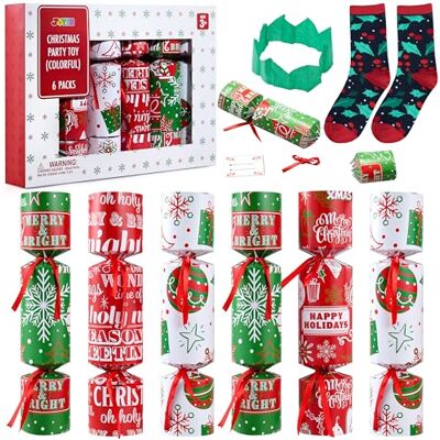 JOYIN 6 Stück Knallbonbons für Weihnachten Weihnachts-Partyspielzeug ohne Druckknopf mit Aufziehspielzeug, Tischgeschenk-Set mit Scherzmütze und Geschenken, lustige Weihnachtsgeschenke Kinder JOYIN 6 Stück Knallbonbons für Weihnachten Weihnachts-Partyspielzeug ohne Druckknopf mit Aufziehspielzeug, Tischgeschenk-Set mit Scherzmütze und Geschenken, lustige Weihnachtsgeschenke Kinder
