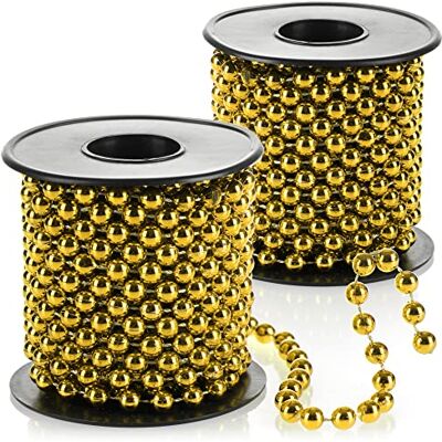 com-four ® 2X Perlengirlande für den Weihnachtsbaum, Christbaumschmuck Weihnachtsdekoration Hochzeitsdekoration goldfarben 15 m com-four ® 2X Perlengirlande für den Weihnachtsbaum, Christbaumschmuck Weihnachtsdekoration Hochzeitsdekoration goldfarben 15 m