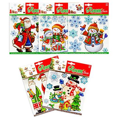 Helmecke & Hoffmann * 5er-Set große Weihnachts-Aufkleber Fensterbilder Wand-Sticker mit Reliefstruktur viele Weihnachtsmotive: Schneemänner, Weihnachtsmann, Nikolaus, Schneeflocken Helmecke & Hoffmann * 5er-Set große Weihnachts-Aufkleber Fensterbilder Wand-Sticker mit Reliefstruktur viele Weihnachtsmotive: Schneemänner, Weihnachtsmann, Nikolaus, Schneeflocken