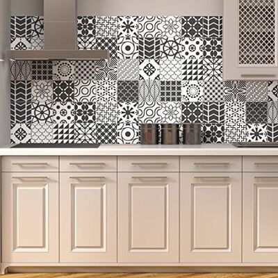 Ambiance Sticker Selbstklebende Wandfliesen für Küche und Bad Nuances de Gris Lindos 9 Stück Aufkleber 10 x 10 cm Ambiance Sticker Selbstklebende Wandfliesen für Küche und Bad Nuances de Gris Lindos 9 Stück Aufkleber 10 x 10 cm