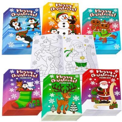 JOYIN 48 Weihnachtsmalbücher in 6 Einbänden, Weihnachts-Minibücher für Kinder mit Schneemann, Weihnachtsmann und Rentier, Bastelideen für die Schule, Partyzubehör JOYIN 48 Weihnachtsmalbücher in 6 Einbänden, Weihnachts-Minibücher für Kinder mit Schneemann, Weihnachtsmann und Rentier, Bastelideen für die Schule, Partyzubehör