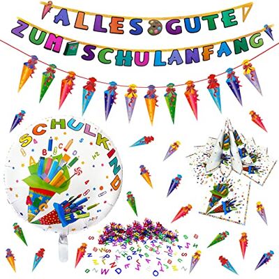 Unique ® Schuleinführung Schulanfang Einschulung Deko Set Folienballon Schulkind + 2X Girlande + 20 Servietten + Zuckertüten & Buchstaben Konfetti Unique ® Schuleinführung Schulanfang Einschulung Deko Set Folienballon Schulkind + 2X Girlande + 20 Servietten + Zuckertüten & Buchstaben Konfetti