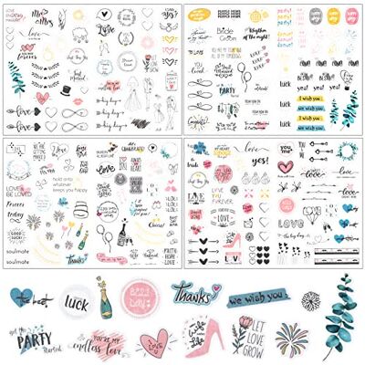 Pinsheng 4 Bögen Sticker Hochzeit Gästebuch, 230 Vintage Hochzeit Aufkleber, Hochzeitssticker für Hochzeit Deko Gästebuch Fotoalben Hochzeitsdeko Pinsheng 4 Bögen Sticker Hochzeit Gästebuch, 230 Vintage Hochzeit Aufkleber, Hochzeitssticker für Hochzeit Deko Gästebuch Fotoalben Hochzeitsdeko