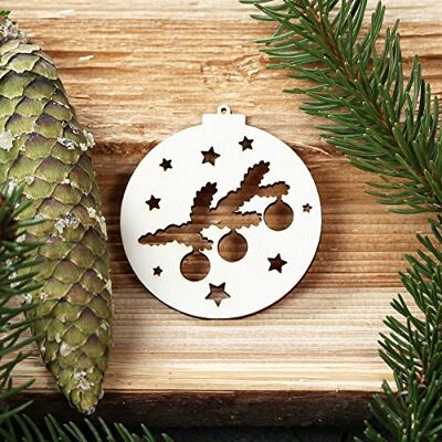 Bütic GmbH Baumkugeln mit Weihnachtsmotiven Baumschmuck, Baumbehang Deko aus Holz, Weihnachtsschmuck:Mistelzweig mit Kugeln Bütic GmbH Baumkugeln mit Weihnachtsmotiven Baumschmuck, Baumbehang Deko aus Holz, Weihnachtsschmuck:Mistelzweig mit Kugeln
