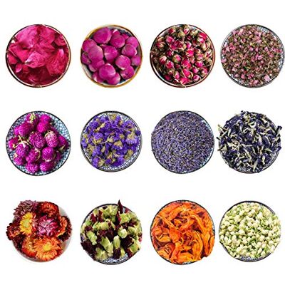 CoolCrafts 12 Sorten Getrocknete Blumen Set Kleine Trockenblumen zum Basteln für DIY Kerzen, Seife und Dekoration CoolCrafts 12 Sorten Getrocknete Blumen Set Kleine Trockenblumen zum Basteln für DIY Kerzen, Seife und Dekoration