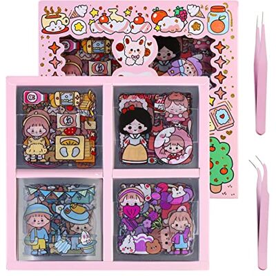 HOMURY Kawaii Sticker Cartoon Mädchen Aufkleber: 100 Blatt Niedliches Cartoon-Mädchen-Aufkleber-Set PET Transparente Dekorative Aufkleber für Junk-Journal, DIY-Kunsthandwerk, Fotoalbum HOMURY Kawaii Sticker Cartoon Mädchen Aufkleber: 100 Blatt Niedliches Cartoon-Mädchen-Aufkleber-Set PET Transparente Dekorative Aufkleber für Junk-Journal, DIY-Kunsthandwerk, Fotoalbum