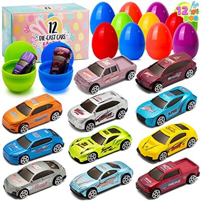 JOYIN 12 Stück Gefüllte Ostereier mit Druckgusswagen, Bunt Vorgefüllte Kunststoff Ostern Eier mit verschiedenen Druckgussautos für Ostern Partyzubehör, Osterkorb Füllstoffe, Osternest, Spielzeug JOYIN 12 Stück Gefüllte Ostereier mit Druckgusswagen, Bunt Vorgefüllte Kunststoff Ostern Eier mit verschiedenen Druckgussautos für Ostern Partyzubehör, Osterkorb Füllstoffe, Osternest, Spielzeug