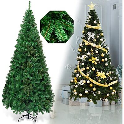 COSTWAY 240cm Künstlicher Weihnachtsbaum, Tannenbaum mit Metallständer, Christbaum PVC Nadeln, Kunstbaum Weihnachten ideal für Zuhause, Büro, Geschäfte und Hotels, Grün COSTWAY 240cm Künstlicher Weihnachtsbaum, Tannenbaum mit Metallständer, Christbaum PVC Nadeln, Kunstbaum Weihnachten ideal für Zuhause, Büro, Geschäfte und Hotels, Grün