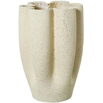 DRW Vase mit Wellen aus Fiberglas, cremefarben, glänzend, Zement-Finish, 46 x 30,5 x 30,5 cm DRW Vase mit Wellen aus Fiberglas, cremefarben, glänzend, Zement-Finish, 46 x 30,5 x 30,5 cm