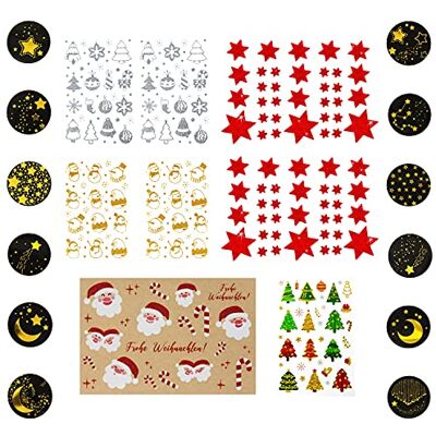 Unique ® Weihnachten Sticker Set Weihnachtsmann, Frohe Weihnachten, Sterne, Mond, Weihnachtsbaum Weihnachtsdeko Unique ® Weihnachten Sticker Set Weihnachtsmann, Frohe Weihnachten, Sterne, Mond, Weihnachtsbaum Weihnachtsdeko