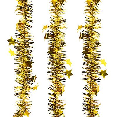 Unique ® Lametta Folien Girlande 3 STK. mit Sternen und Glitzer Effekt für Weihnachten Weihnachtsdeko Silvester Geburtstag Party Feier Deko Gold Silber Farbe wählbar (Gold) Unique ® Lametta Folien Girlande 3 STK. mit Sternen und Glitzer Effekt für Weihnachten Weihnachtsdeko Silvester Geburtstag Party Feier Deko Gold Silber Farbe wählbar (Gold)