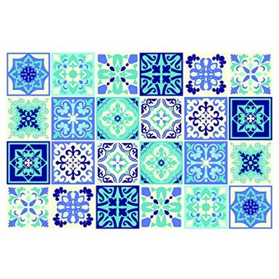 WALPLUS 24 Stück 15x15cm Blau Turquoise Fliesenaufkleber Marokkanisch Wandfliesen Aufkleber Küchenrückwand Selbstklebende Fliesen Küche Bad Dekoration Fliesenfolie Fliesenabziehbilder WALPLUS 24 Stück 15x15cm Blau Turquoise Fliesenaufkleber Marokkanisch Wandfliesen Aufkleber Küchenrückwand Selbstklebende Fliesen Küche Bad Dekoration Fliesenfolie Fliesenabziehbilder
