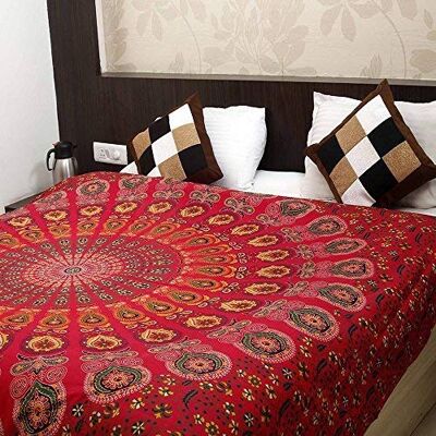 Bless International Indischer Hippie Bohemian Psychedelic Peacock Mandala Wandbehang Bettwäsche Tapisserie (Golden Red, King (223x264Inches)(225x265Cms)) Bless International Indischer Hippie Bohemian Psychedelic Peacock Mandala Wandbehang Bettwäsche Tapisserie (Golden Red, King (223x264Inches)(225x265Cms))