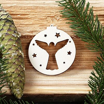 Bütic GmbH Baumkugeln mit Weihnachtsmotiven Baumschmuck, Baumbehang Deko aus Holz, Weihnachtsschmuck:Engel Bütic GmbH Baumkugeln mit Weihnachtsmotiven Baumschmuck, Baumbehang Deko aus Holz, Weihnachtsschmuck:Engel