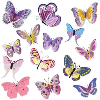 WANDKINGS Wandsticker Bunte Schmetterlinge Sticker Set 14 Aufkleber auf 2 DIN A4 Bögen WANDKINGS Wandsticker Bunte Schmetterlinge Sticker Set 14 Aufkleber auf 2 DIN A4 Bögen