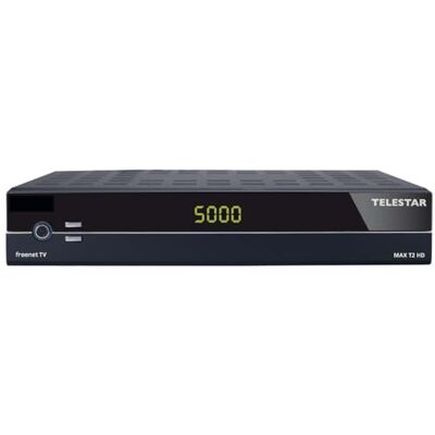 TELESTAR MAX T2 HD – DVB-T2 Receiver (inkl. 3 Monate freenet TV, auch geeignet für DVB-C, HDMI, Scart, Metallgehäuse) – Schwarz TELESTAR MAX T2 HD – DVB-T2 Receiver (inkl. 3 Monate freenet TV, auch geeignet für DVB-C, HDMI, Scart, Metallgehäuse) – Schwarz