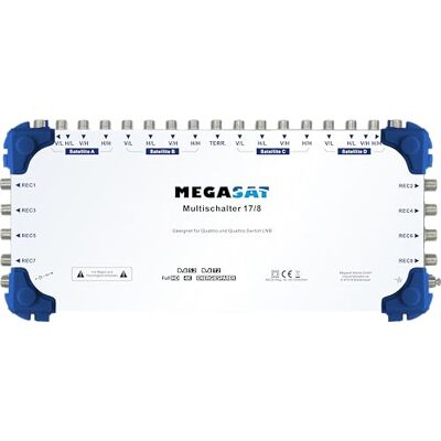 MegaSat Multischalter 17/8 – 4 Satelliten / 8 Teilnehmer Verteilung von Satellitensignalen an mehrere Receiver MegaSat Multischalter 17/8 – 4 Satelliten / 8 Teilnehmer Verteilung von Satellitensignalen an mehrere Receiver