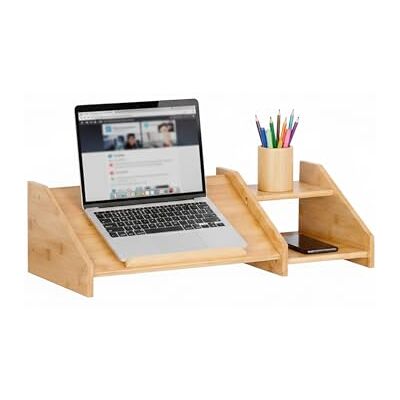Relaxdays Laptop Ständer, 2 Ablagen, HxBxT: 17,5 x 61 x 26,5 cm, Natur Bambus, Büro & Home Office, Notebook-Ständer Relaxdays Laptop Ständer, 2 Ablagen, HxBxT: 17,5 x 61 x 26,5 cm, Natur Bambus, Büro & Home Office, Notebook-Ständer