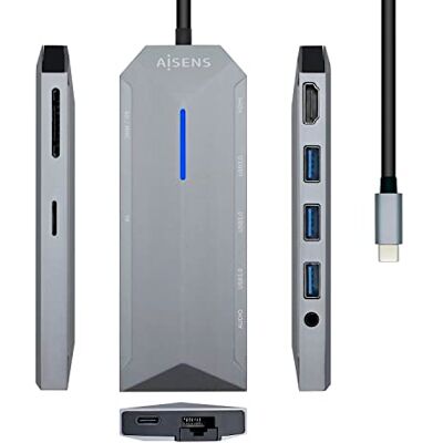 AISENS ASUC-9P001-GR USB-C Docking 9 IN 1, Grey AISENS ASUC-9P001-GR USB-C Docking 9 IN 1, Grey