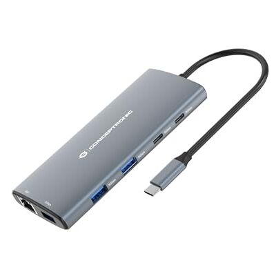 Conceptronic DONN06G 10-in-1 USB 3.2 Gen 1 Dockingstation・(DONN06G)・HDMI・100W USB PD・USB-C 5Gbps x 2・USB-A Conceptronic DONN06G 10-in-1 USB 3.2 Gen 1 Dockingstation・(DONN06G)・HDMI・100W USB PD・USB-C 5Gbps x 2・USB-A