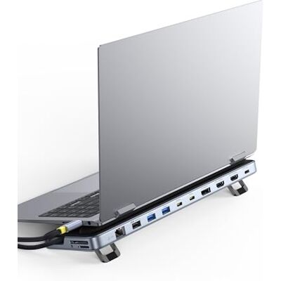 Baseus Laptop-Dockingstation-Ständer, 12-in-1, HUB Dreifaches 4K-Display, HDMI/DP, 10 Gbit/s USB A/C, schnelle Datenübertragung, PD 100W, Ethernet, TF/SD, Docking Station USB C mit Ständer für Windows Baseus Laptop-Dockingstation-Ständer, 12-in-1, HUB Dreifaches 4K-Display, HDMI/DP, 10 Gbit/s USB A/C, schnelle Datenübertragung, PD 100W, Ethernet, TF/SD, Docking Station USB C mit Ständer für Windows