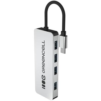 Green Cell USB-C HUB 4-in-1 Adapter, USB-C auf 4× USB-A 3.0, Aluminium Gehäuse, Datenübertragung bis 5 Gbit/s, Plug & Play, Verteiler kompatibel mit MacBook, Dell, Lenovo, HP, ASUS 15 cm Kabel Green Cell USB-C HUB 4-in-1 Adapter, USB-C auf 4× USB-A 3.0, Aluminium Gehäuse, Datenübertragung bis 5 Gbit/s, Plug & Play, Verteiler kompatibel mit MacBook, Dell, Lenovo, HP, ASUS 15 cm Kabel