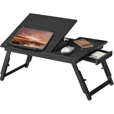 SONGMICS Laptoptisch für Bett, Laptopständer, Winkel & höhenverstellbar, klappbare Beine, für Laptops bis 15,6 Zoll, Arbeiten, Lesen Bambusbeine, Schublade, 55,5 x 34,9 cm, ebenholzschwarz LLD105BE01 SONGMICS Laptoptisch für Bett, Laptopständer, Winkel & höhenverstellbar, klappbare Beine, für Laptops bis 15,6 Zoll, Arbeiten, Lesen Bambusbeine, Schublade, 55,5 x 34,9 cm, ebenholzschwarz LLD105BE01