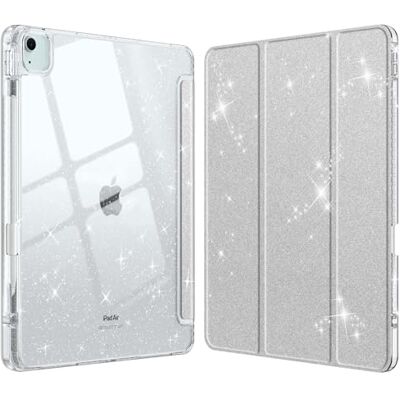 FINTIE Hybrid Hülle für iPad Air 13 Zoll M4/M3/M2 (2026/2025/2024) mit Stifthalter Stoßfeste Schutzhülle Case mit transparenter Hartschale auf der Rückseite für iPad Air 13 Zoll, Glitzer Sliber FINTIE Hybrid Hülle für iPad Air 13 Zoll M4/M3/M2 (2026/2025/2024) mit Stifthalter Stoßfeste Schutzhülle Case mit transparenter Hartschale auf der Rückseite für iPad Air 13 Zoll, Glitzer Sliber