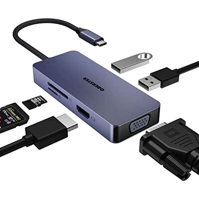 OBERSTER USB C Hub, 6 in 1 USB C Adapter mit HDMI 4K, VAG, 2 USB 2.0, SD/TF, USB C Hub für MacBook Pro/Air, Samsung, Surface Go und andere USB C Geräte OBERSTER USB C Hub, 6 in 1 USB C Adapter mit HDMI 4K, VAG, 2 USB 2.0, SD/TF, USB C Hub für MacBook Pro/Air, Samsung, Surface Go und andere USB C Geräte
