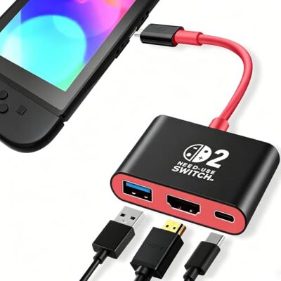 Switch 2 Dock für Nintendo Switch2: 3 in 1 Tragbarer Ladeständer mit 4K/60Hz HDMI/USB 3.0/PD 100W Port Switch Docking Station Kompatibel mit NS Switch2, Steam Deck, Phones, PC (Schwarz) Switch 2 Dock für Nintendo Switch2: 3 in 1 Tragbarer Ladeständer mit 4K/60Hz HDMI/USB 3.0/PD 100W Port Switch Docking Station Kompatibel mit NS Switch2, Steam Deck, Phones, PC (Schwarz)