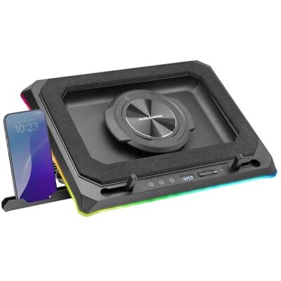Mars Gaming MNBC-Ultra, Kühlbasis und Ständer, 140mm Lüfter, CoolCore Airflow Technologie, RGB Chroma, 5 Positionen, Kompatibel mit Laptops bis 18”, Smartphone-Halterung, 4X USB-A, Schwarz Mars Gaming MNBC-Ultra, Kühlbasis und Ständer, 140mm Lüfter, CoolCore Airflow Technologie, RGB Chroma, 5 Positionen, Kompatibel mit Laptops bis 18”, Smartphone-Halterung, 4X USB-A, Schwarz