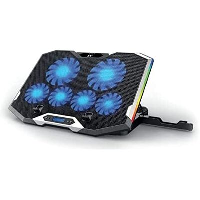 Ewent EW1260 – Ständer und Lüfter für Notebooks, leise, 6 einstellbare Geschwindigkeiten, für Laptops bis zu 17 Zoll, LCD-Display, 2 USB-Anschlüsse, 7 LED-Leuchten, ergonomisches Design, Schwarz Ewent EW1260 – Ständer und Lüfter für Notebooks, leise, 6 einstellbare Geschwindigkeiten, für Laptops bis zu 17 Zoll, LCD-Display, 2 USB-Anschlüsse, 7 LED-Leuchten, ergonomisches Design, Schwarz