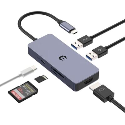BIGBIG WON USB Adapter, USB Typ C Hub, USB 3.0 HUB, 6 in 1 USB C Adapter mit 2 x USB 3.0, 4K HDMI, 100 W PD, SD/TF Kartenleser für Laptop, Laptop, Notebook PC, Tablets, Chrome OS Systeme BIGBIG WON USB Adapter, USB Typ C Hub, USB 3.0 HUB, 6 in 1 USB C Adapter mit 2 x USB 3.0, 4K HDMI, 100 W PD, SD/TF Kartenleser für Laptop, Laptop, Notebook PC, Tablets, Chrome OS Systeme