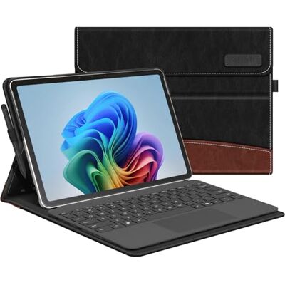 FINTIE Hülle für Microsoft Surface Pro 12 Zoll (2025), Schwarz/Braun Portfolio Business Cover mit mehreren Betrachtungswinkeln, Tasche und Stifthalter, Kompatibel mit Type Cover-Tastatur FINTIE Hülle für Microsoft Surface Pro 12 Zoll (2025), Schwarz/Braun Portfolio Business Cover mit mehreren Betrachtungswinkeln, Tasche und Stifthalter, Kompatibel mit Type Cover-Tastatur