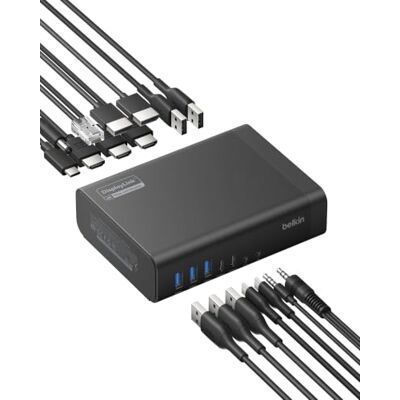 Belkin Connect 16 in 1 Docking Station 140W, USB-C Hub für 3 Monitore, 4K bei 60 Hz, DisplayLink-Technologie, Datentransfer mit 10 Gbit/s, 2,5-Gb-Ethernet-Anschluss, USB Verteiler, Erweiterung Laptop Belkin Connect 16 in 1 Docking Station 140W, USB-C Hub für 3 Monitore, 4K bei 60 Hz, DisplayLink-Technologie, Datentransfer mit 10 Gbit/s, 2,5-Gb-Ethernet-Anschluss, USB Verteiler, Erweiterung Laptop
