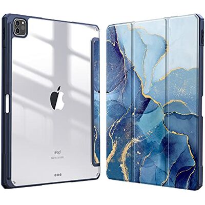 FINTIE Hybrid Hülle für iPad Pro 12.9 2022 (6. Generation)/ iPad Pro 12.9 2021/2020/2018 mit Stifthalter Stoßfeste Schutzhülle mit transparenter Hartschale auf der Rückseite, Ozean Marmor FINTIE Hybrid Hülle für iPad Pro 12.9 2022 (6. Generation)/ iPad Pro 12.9 2021/2020/2018 mit Stifthalter Stoßfeste Schutzhülle mit transparenter Hartschale auf der Rückseite, Ozean Marmor