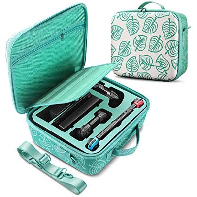 TNP Products Reise-Hartschalen-EVA-Tragetasche für Nintendo Switch New Horizon Animal Leaf Crossing, Lite, Joy-Cons, Dockingstation, AC-Adapter, HDMI-Kabel, Spielpatronen, Aufbewahrungstasche TNP Products Reise-Hartschalen-EVA-Tragetasche für Nintendo Switch New Horizon Animal Leaf Crossing, Lite, Joy-Cons, Dockingstation, AC-Adapter, HDMI-Kabel, Spielpatronen, Aufbewahrungstasche