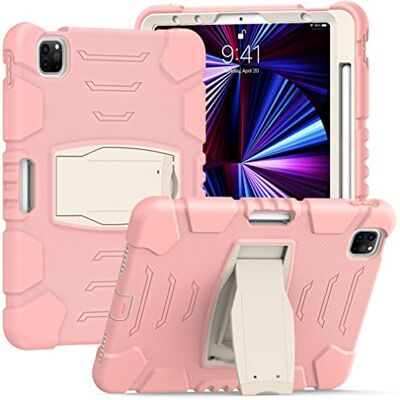 YEQIU Schutzhülle für iPad Pro 12,9 Zoll 2021/2020/2018 (5/4/3 Generation) mit Stifthalter, robuste, stoßfeste Schutzhülle mit verdeckter Halterung, Rosa YEQIU Schutzhülle für iPad Pro 12,9 Zoll 2021/2020/2018 (5/4/3 Generation) mit Stifthalter, robuste, stoßfeste Schutzhülle mit verdeckter Halterung, Rosa
