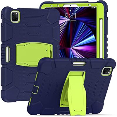 YEQIU Schutzhülle für iPad Pro 12,9 Zoll 2021/2020/2018 (5/4/3 Generation) mit Stifthalter, robuste, stoßfeste Schutzhülle mit verdeckter Halterung, Marineblau + Grün YEQIU Schutzhülle für iPad Pro 12,9 Zoll 2021/2020/2018 (5/4/3 Generation) mit Stifthalter, robuste, stoßfeste Schutzhülle mit verdeckter Halterung, Marineblau + Grün