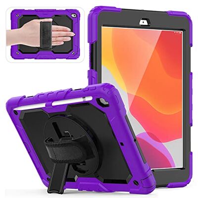 HUEZOE Schutzhülle kompatibel mit iPad 10,2 Zoll Modell 2021/2020/2019, stoßfeste Schutzhülle für den gesamten Körper für iPad 9/8/7 Generation, Violett HUEZOE Schutzhülle kompatibel mit iPad 10,2 Zoll Modell 2021/2020/2019, stoßfeste Schutzhülle für den gesamten Körper für iPad 9/8/7 Generation, Violett