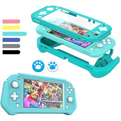 FIWWAT Switch Lite Hülle, Schutzhülle für Nintendo Switch Lite 2019, kompatibel mit Nintendo Switch Lite Displayschutz, Handgriffhülle mit eingebautem PC-Bildschirm und 2 Daumenkappen, Türkis FIWWAT Switch Lite Hülle, Schutzhülle für Nintendo Switch Lite 2019, kompatibel mit Nintendo Switch Lite Displayschutz, Handgriffhülle mit eingebautem PC-Bildschirm und 2 Daumenkappen, Türkis