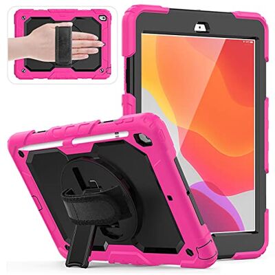 HUEZOE Schutzhülle kompatibel mit iPad 10,2 Zoll Modell 2021/2020/2019, stoßfeste Schutzhülle für den gesamten Körper für iPad 9/8/7 Generation, Rosa Rot HUEZOE Schutzhülle kompatibel mit iPad 10,2 Zoll Modell 2021/2020/2019, stoßfeste Schutzhülle für den gesamten Körper für iPad 9/8/7 Generation, Rosa Rot