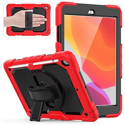 HUEZOE Schutzhülle kompatibel mit iPad 10,2 Zoll Modell 2021/2020/2019, stoßfeste Schutzhülle für den gesamten Körper für iPad 9/8/7 Generation, Rot HUEZOE Schutzhülle kompatibel mit iPad 10,2 Zoll Modell 2021/2020/2019, stoßfeste Schutzhülle für den gesamten Körper für iPad 9/8/7 Generation, Rot