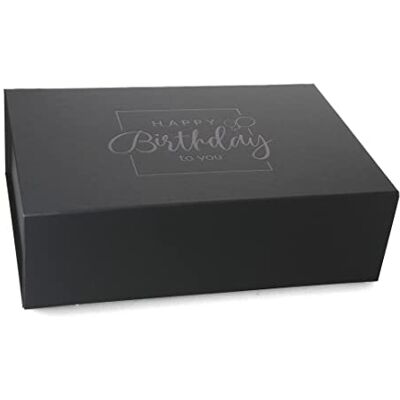 ideas in boxes Premium Geschenkbox Geburtstag, Geschenkkarton, Magnetbox, Magnetfaltbox, Geschenkverpackung für Geburtstag mit Schriftzug, 33x22x10cm, Schwarz matt mit Schwarz ideas in boxes Premium Geschenkbox Geburtstag, Geschenkkarton, Magnetbox, Magnetfaltbox, Geschenkverpackung für Geburtstag mit Schriftzug, 33x22x10cm, Schwarz matt mit Schwarz