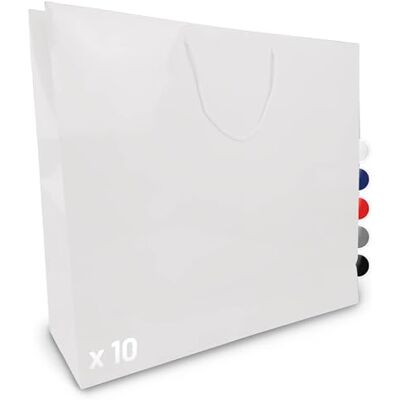 Verpackungswelt Geschenk-Tüten 10 Stück Glänzende Papier-Tüten mit Henkel Geschenk-Tüte 60x15x50 cm Papier-Tüte ideal für Geburtstag, Weihnachten, Einzug & Mitbringsel Weiß Verpackungswelt Geschenk-Tüten 10 Stück Glänzende Papier-Tüten mit Henkel Geschenk-Tüte 60x15x50 cm Papier-Tüte ideal für Geburtstag, Weihnachten, Einzug & Mitbringsel Weiß