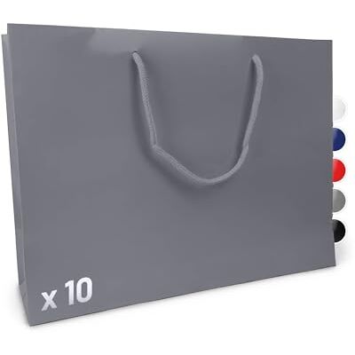 Verpackungswelt Geschenk-Tüten 10 Stück Glänzende Papier-Tüten mit Henkel Geschenk-Tüte 40x12x30 cm Papier-Tüte ideal für Geburtstag, Weihnachten, Einzug & Mitbringsel Grau Verpackungswelt Geschenk-Tüten 10 Stück Glänzende Papier-Tüten mit Henkel Geschenk-Tüte 40x12x30 cm Papier-Tüte ideal für Geburtstag, Weihnachten, Einzug & Mitbringsel Grau