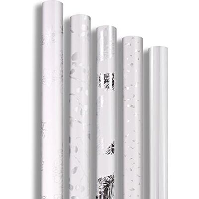 Clairefontaine 211825AMZC Karton mit 10 Rollen Geschenkpapier Premium 2mx0m70 80g, sortierte Motiven Weiß, 10 Rollen Clairefontaine 211825AMZC Karton mit 10 Rollen Geschenkpapier Premium 2mx0m70 80g, sortierte Motiven Weiß, 10 Rollen