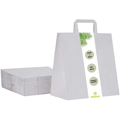 DeinPack 250 Papier Tragetaschen 32 x 22 x 25 cm groß I Umweltschonende Papiertüten Geschenktüten Papiertragetaschen biologisch abbaubar, kompostierbar I weiße Papier Tüten DeinPack 250 Papier Tragetaschen 32 x 22 x 25 cm groß I Umweltschonende Papiertüten Geschenktüten Papiertragetaschen biologisch abbaubar, kompostierbar I weiße Papier Tüten